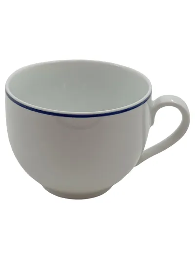 Kahla Kaffeetasse Weiß mit blauem Rand Porzellan 250ml Klassisch