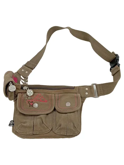 Brunotti Gürteltasche Damen Braun Floral Stickerei Bauchtasche Polyester