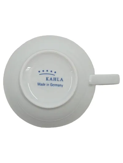Kahla Tasse Porzellan Weiß mit blauem Rand 8 cm Klassisch
