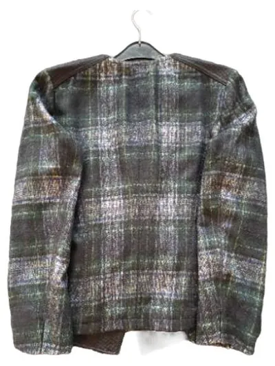 Gerry Weber Damen Jacke Biker Stil kariert Wolle Grün XL 44