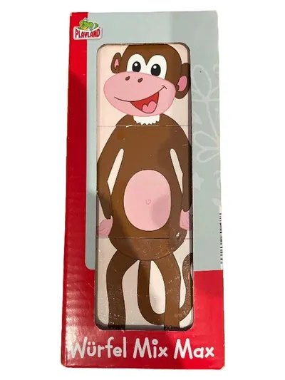 Playland Würfel Mix Max Holzpuzzle Affe Stapelwürfel ab 12 Monate