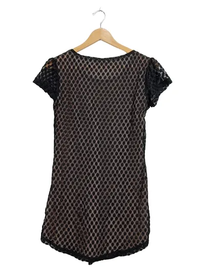 CMP Damen T-Shirt Gr. 38 M Schwarz Spitze Kurzarm Oberteil