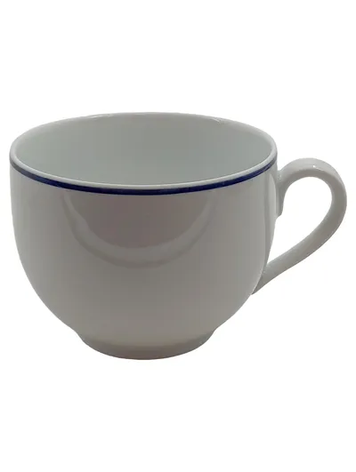 Kahla Kaffeetasse Porzellan Weiß mit blauem Rand 250ml Klassisch