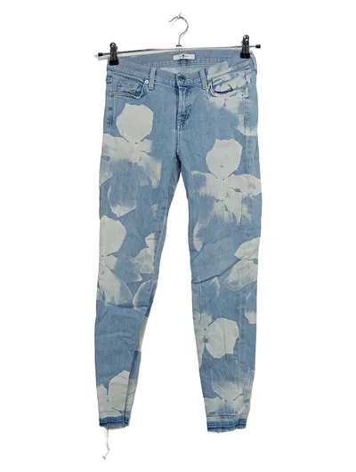 7 For All Mankind Damen Jeans Slim Fit Blumenmuster Blau Gr. 36 W28