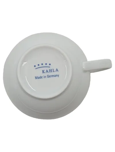 Kahla Kaffeetasse Porzellan Weiß mit blauem Rand 250ml