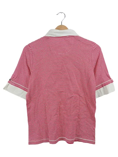 Otto Kern Damen Poloshirt Rot Gestreift Gr. 40 L Kurzarm Casual Sportlich