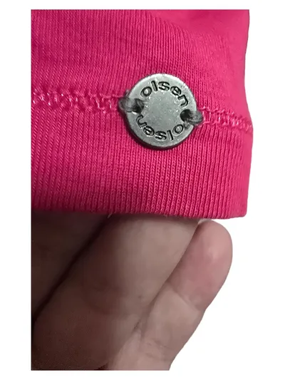 Olsen Damen Langarmshirt Gr. 42/XL Pink Basic Baumwolle Shirt
