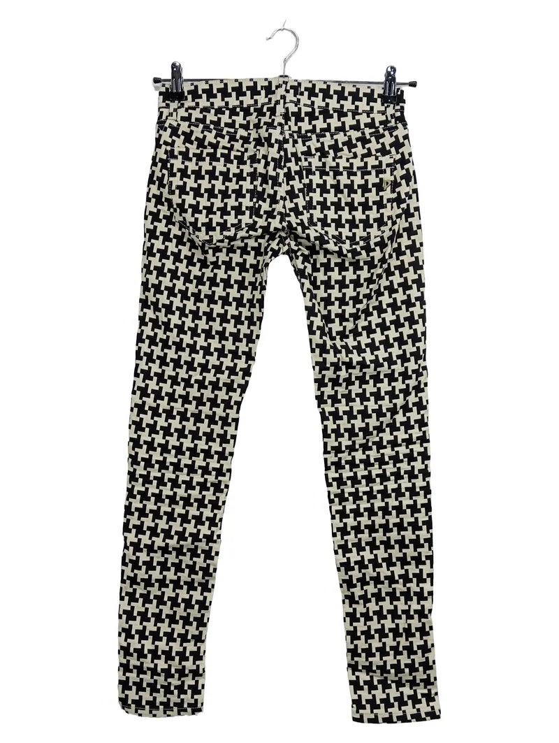 Dondup Damen Stoffhose Hahnentritt Muster Schwarz Weiß Gr. 38 W29 M 3