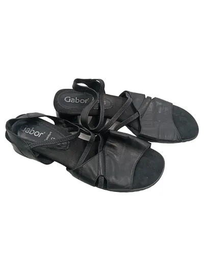Gabor Comfort Sandalen Damen Schwarz Leder Gr. 39.5