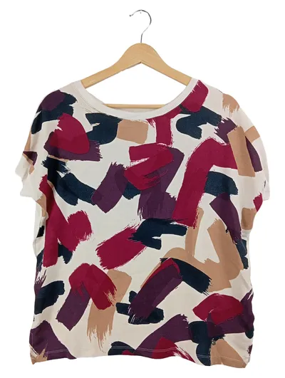 BRAX T-Shirt Damen Gr. 38 M Mehrfarbig Abstrakt Casual Kurzarm