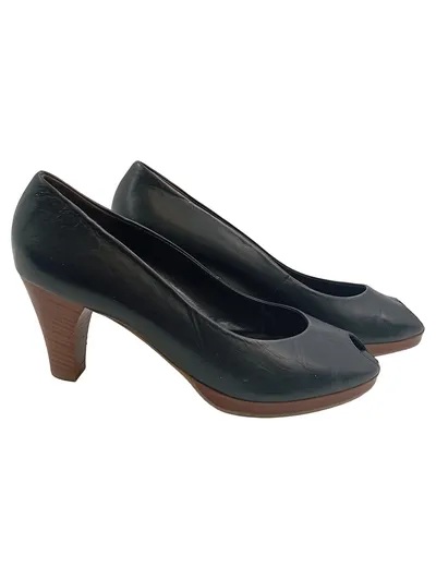 Paul Green Peeptoe Pumps Damen Leder Schwarz Gr. 39