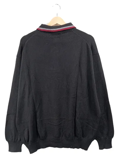Barisal Herren Polo-Strickpullover Schwarz Gr. 52 XL Wolle Polyacryl Klassisch