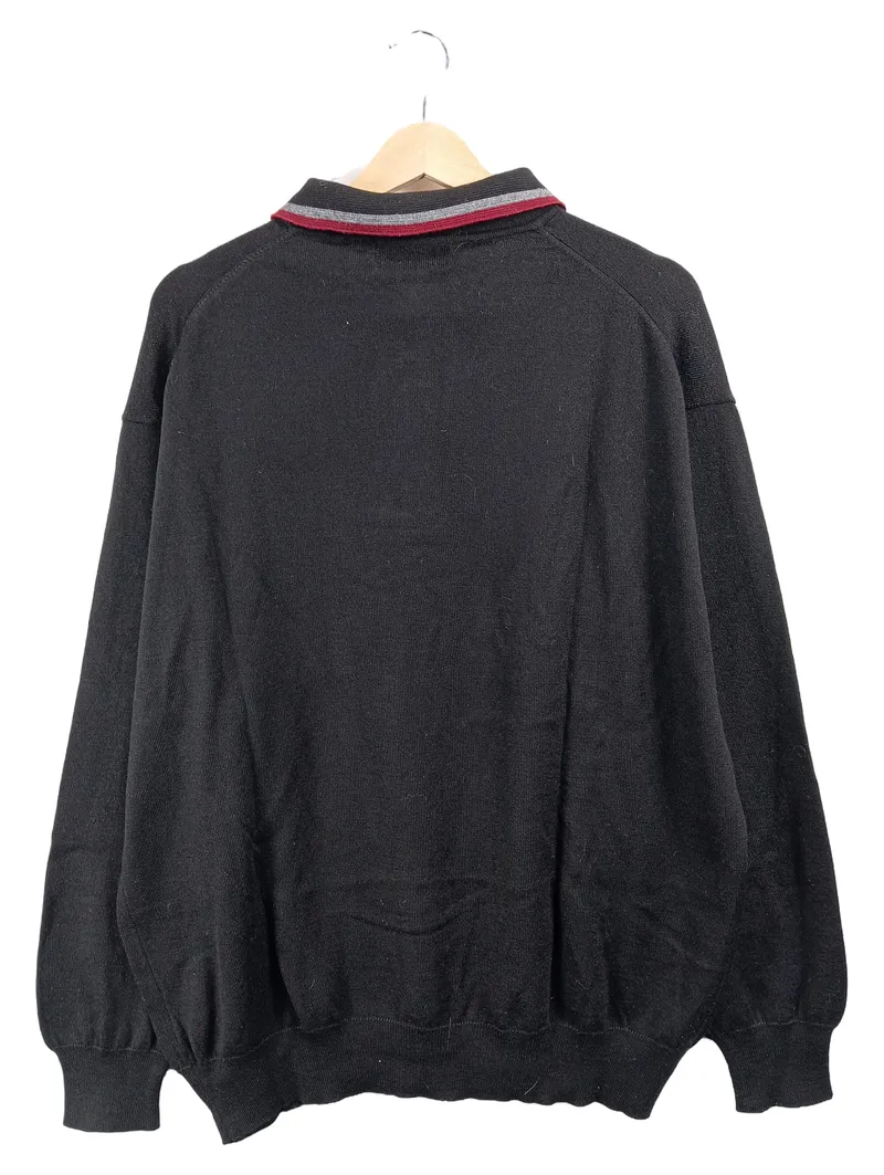 Barisal Herren Polo-Strickpullover Schwarz Gr. 52 XL Wolle Polyacryl Klassisch 2