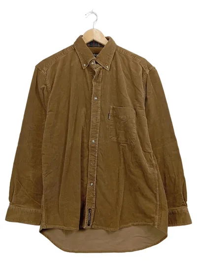 Barbour Herren Cordhemd Braun Freizeithemd Langarm Button-Down Gr. 50 L