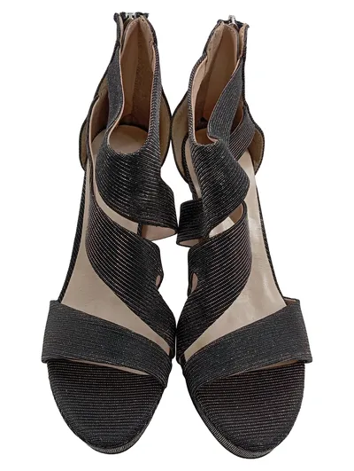 Alesya Damen Plateausandalen Sandaletten Schwarz Gr 37 Glitzer High Heels