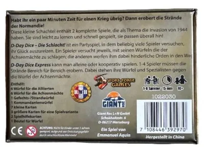D-Day Dice Aus der Tasche Würfelspiel WFG Brettspiel 1-8 Spieler ab 10 Jahren
