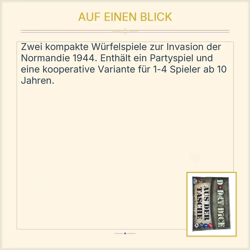 D-Day Dice Aus der Tasche Würfelspiel WFG Brettspiel 1-8 Spieler ab 10 Jahren 3
