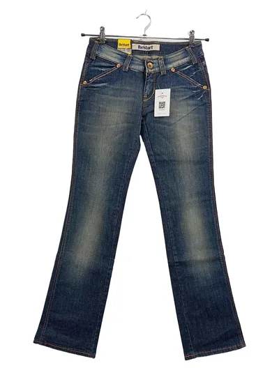 RESTART Damen Jeans Straight Leg Blau Gr. W27 Casual