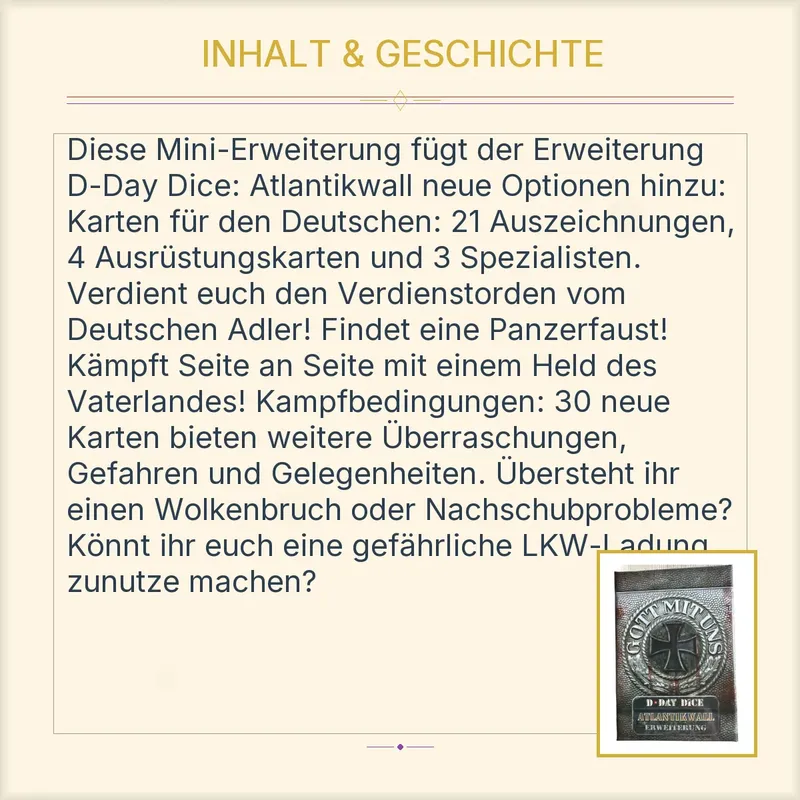 D-Day Dice Atlantikwall Gott mit uns! Mini-Erweiterung Würfelspiel Giant Roc 5