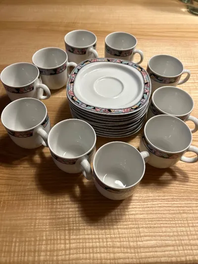 Mitterteich Kaffeeservice 20 Teile Blumenmuster Keramik Weiß 10 Gedecke