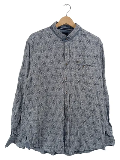 Engbers Herren Freizeithemd Blau Florales Muster Regular Fit Gr. 52 XL