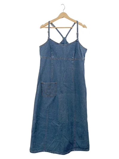 CASUAL W.E.A.R Jeanskleid Damen Gr. 44 XXL Blau Trägerkleid Denim Casual