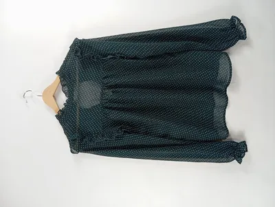 LASCANA Damen Bluse Gr. 36 Grün Punkte Rüschen Langarm