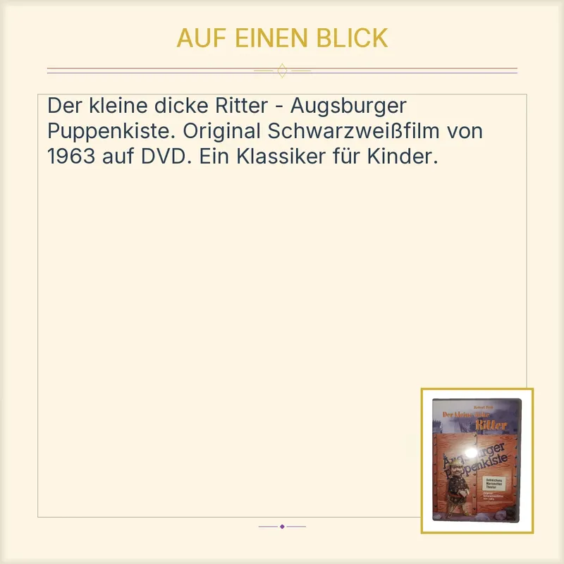 Augsburger Puppenkiste Der kleine dicke Ritter DVD Kinderfilm Schwarzweiß 1963 2