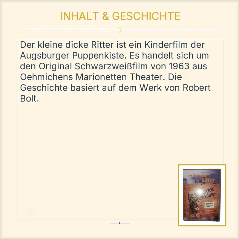Augsburger Puppenkiste Der kleine dicke Ritter DVD Kinderfilm Schwarzweiß 1963 3