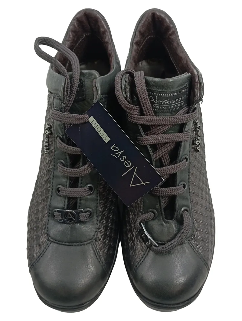 Alesya Damen Schnürschuhe Schwarz Gr. 40 Casual Strukturmuster 2