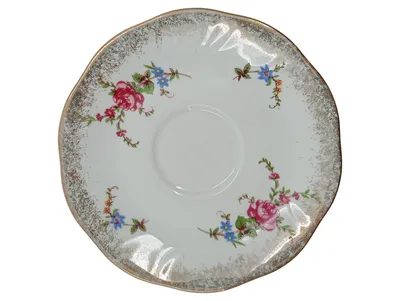 Chodzież Unterteller Porzellan Weiß Blumenmuster 14 cm Klassisch
