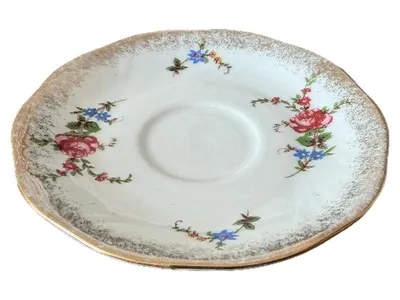 Chodzież Unterteller Porzellan Weiß Blumenmuster 14 cm Klassisch