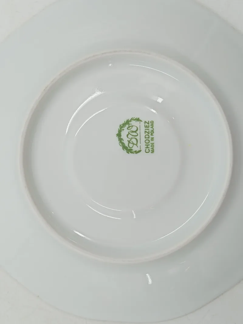 Chodzież Unterteller Porzellan Weiß Blumenmuster 14 cm Klassisch 6