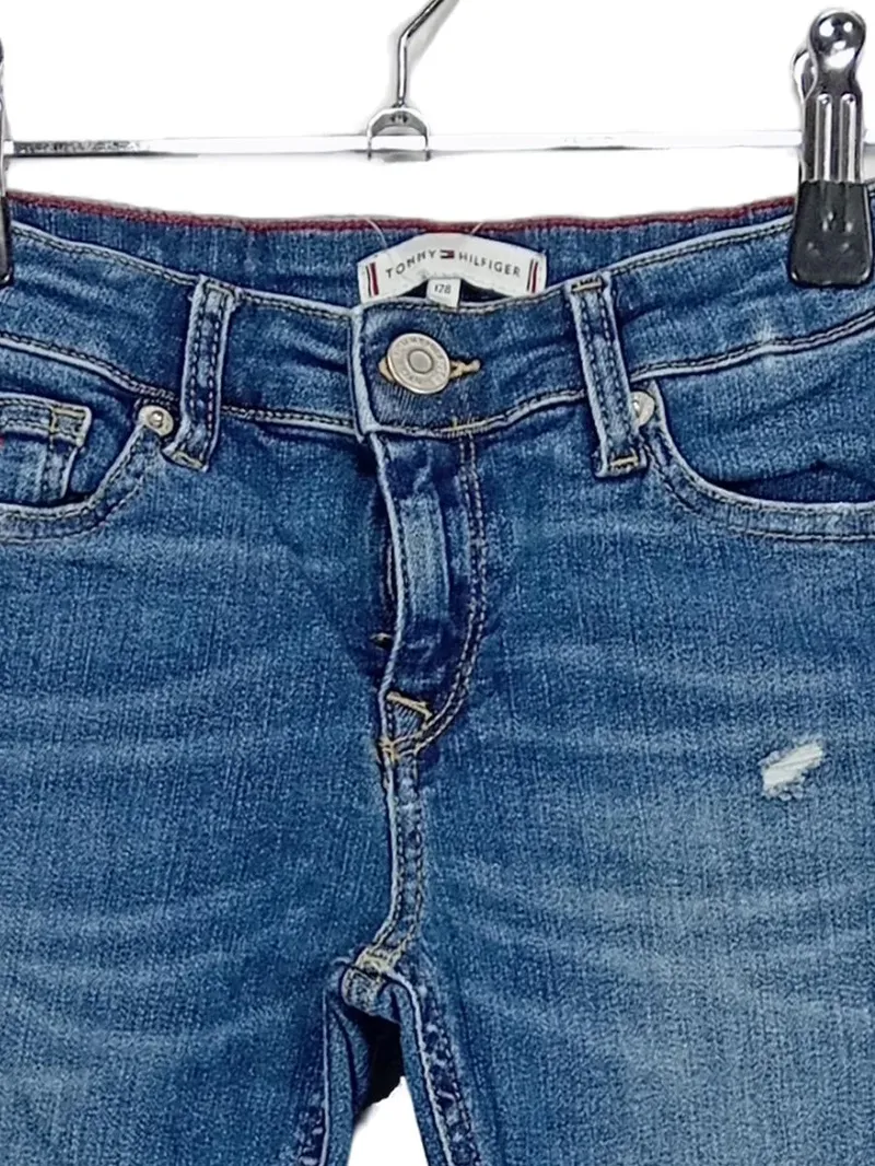 Tommy Hilfiger Jeans Mädchen Gr. 128 Regular Fit Blau Denim Hose 2