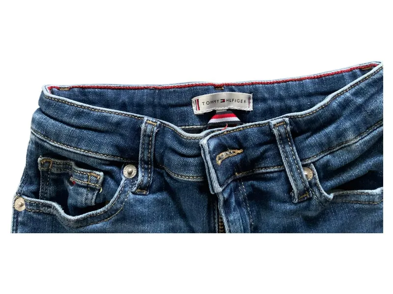 Tommy Hilfiger Jeans Mädchen Gr. 128 Regular Fit Blau Denim Hose 3