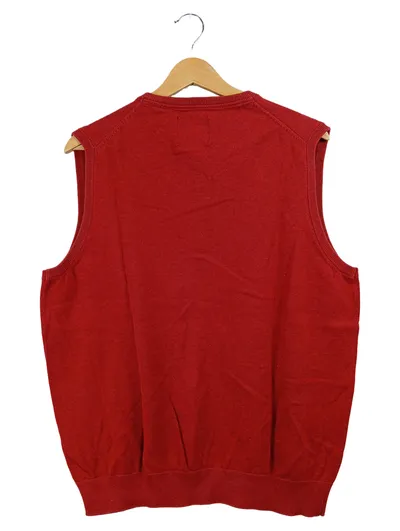 Canda Herren Pullunder Gr. 50 L Rot V-Ausschnitt 100% Baumwolle Klassisch