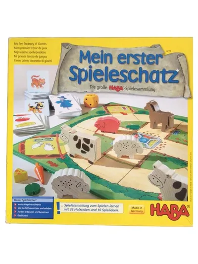 HABA Mein erster Spieleschatz Lernspiel 34 Holzteile 10 Spielideen