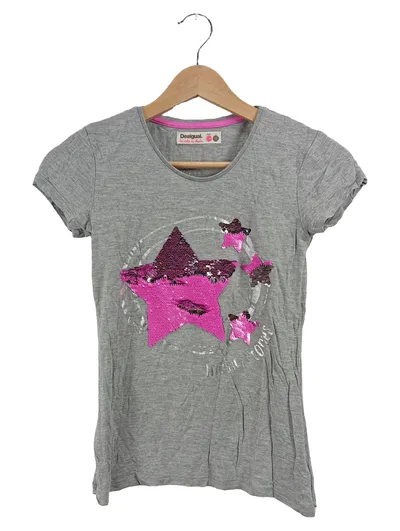 Desigual Mädchen T-Shirt Gr. 146 Grau Pailletten Sterne Kurzarm
