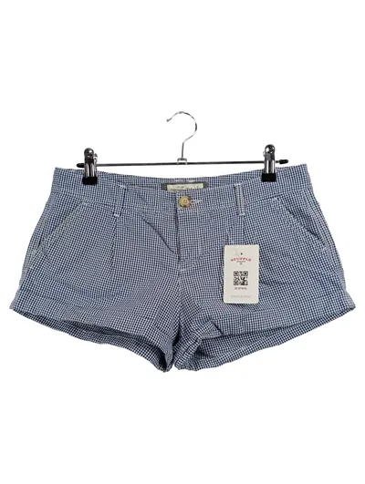 Abercrombie & Fitch Damen Shorts Kariert Blau Gr. 38 W29 Baumwolle