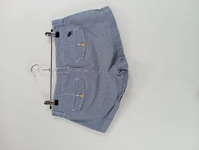 Abercrombie & Fitch Damen Shorts Kariert Blau Gr. 38 W29 Baumwolle