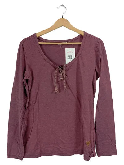 Sublevel Damen Langarmshirt Schnürung Herz Applikation Lila Gr. XL