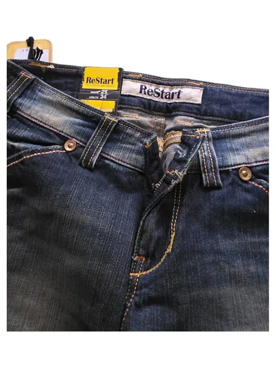 RESTART Damen Jeans Straight Leg Hose W27 L34 Blau