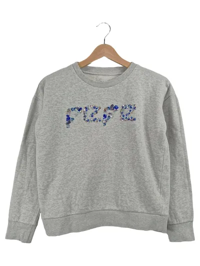 Pepe Jeans London Sweatshirt Pullover Grau Gr. 164 Pailletten Logo Kinder