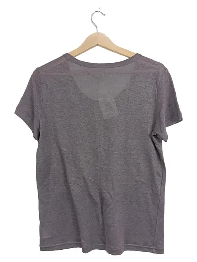 hessnatur T-Shirt Damen Gr. 36 S Grau Leinen Basic Kurzarm Brusttasche