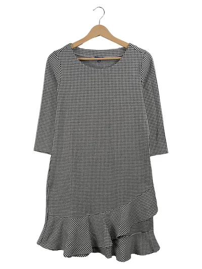 Tom Tailor Damen Etuikleid Businesskleid Gr. 38 Schwarz Kariert Rüschen