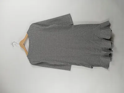Tom Tailor Damen Etuikleid Businesskleid Gr. 38 Schwarz Kariert Rüschen