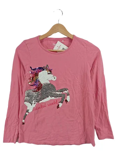 Yigga Mädchen Langarmshirt Rosa Gr. 158 Einhorn Pailletten colorful world