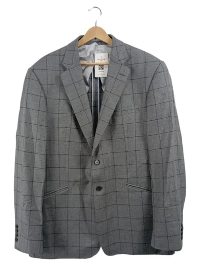 Charles Tyrwhitt Sakko Herren Gr. 46 Grau Kariert Business Wolle