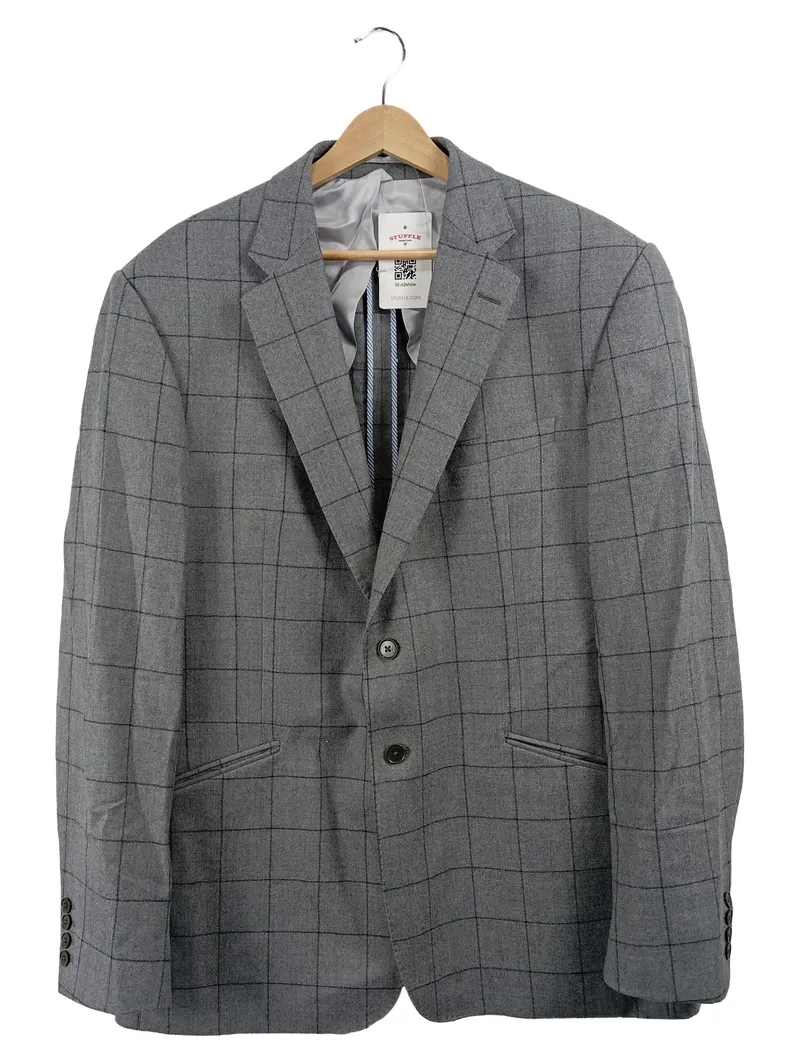Charles Tyrwhitt Sakko Herren Gr. 46 Grau Kariert Business Wolle 1