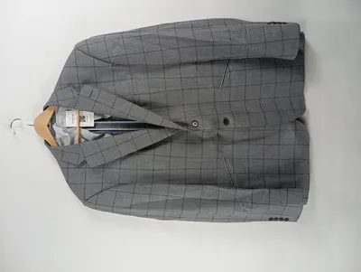 Charles Tyrwhitt Sakko Herren Gr. 46 Grau Kariert Business Wolle